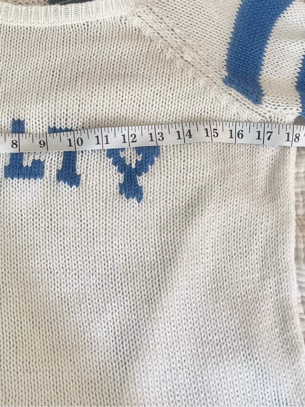 Wooden Ships Blue and White Salty Raglan Sweater Open Weave X/S - Picture 5 of 6